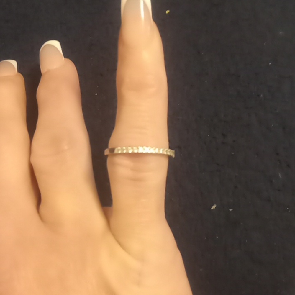 Dainty diamond and silver ring size 7
